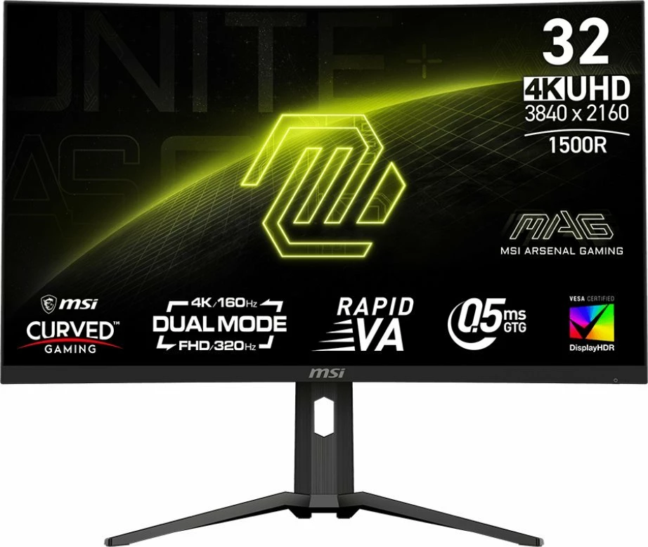 Monitor gaming MSI MAG 321CUPDF 31.5\" 4K UHD i lakuar, Rapid VA, Dual Mode 160Hz/320Hz, 0.5ms, DisplayHDR 400, i zi