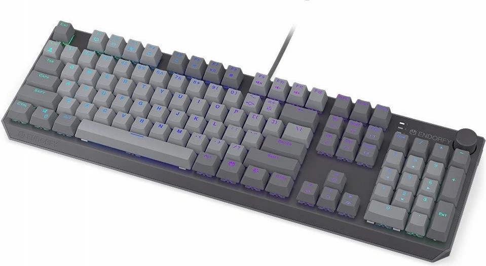 Tastierë mekanike Endorfy Thock V2 EY5A125, 100% full-size, RGB, US ANSI, switch ENDORFY Red, gri, set me 2 switch rezervë