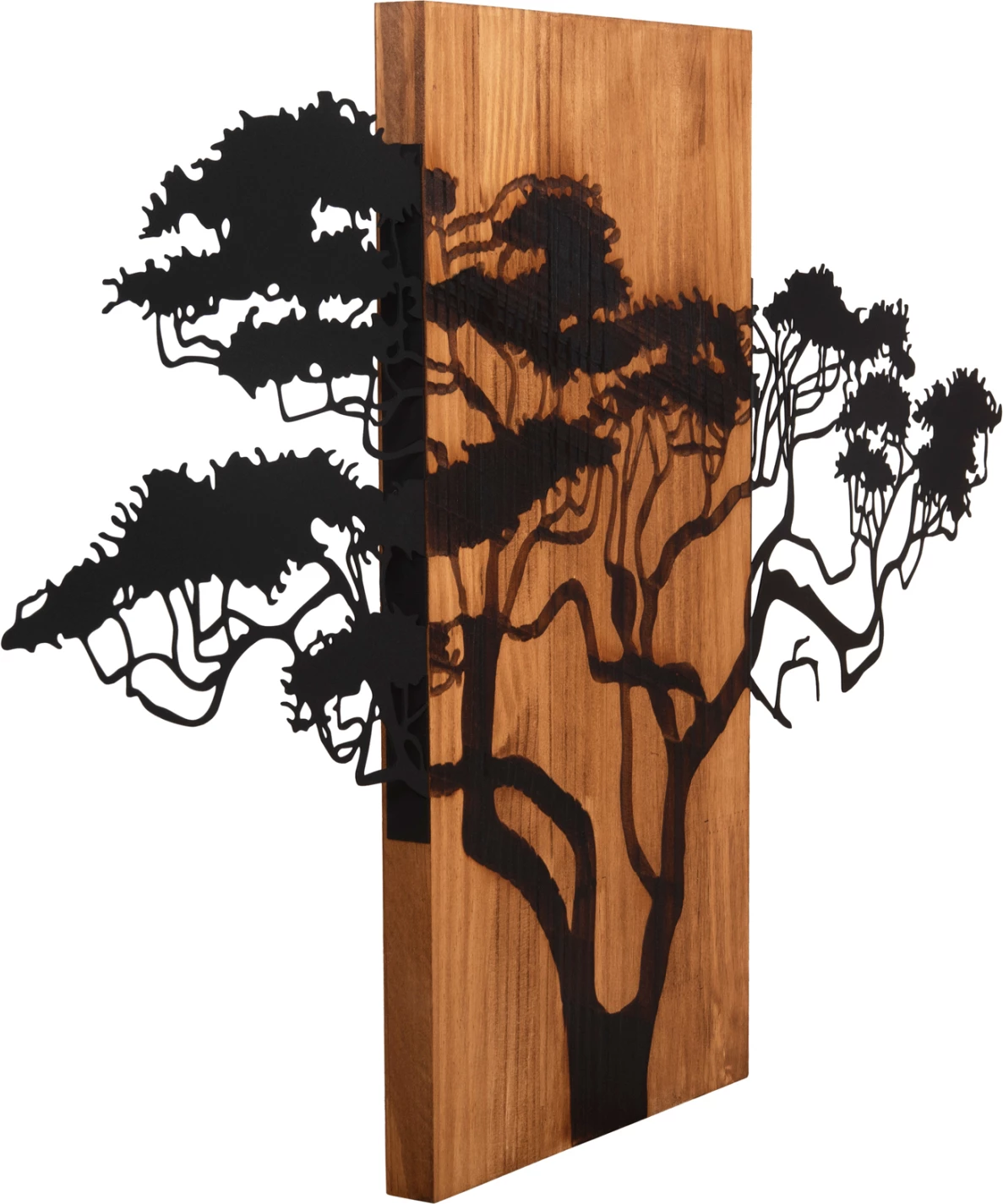 Dekor për mur, figurë peme, FH4648, metal-dru, 90x3x58 cm