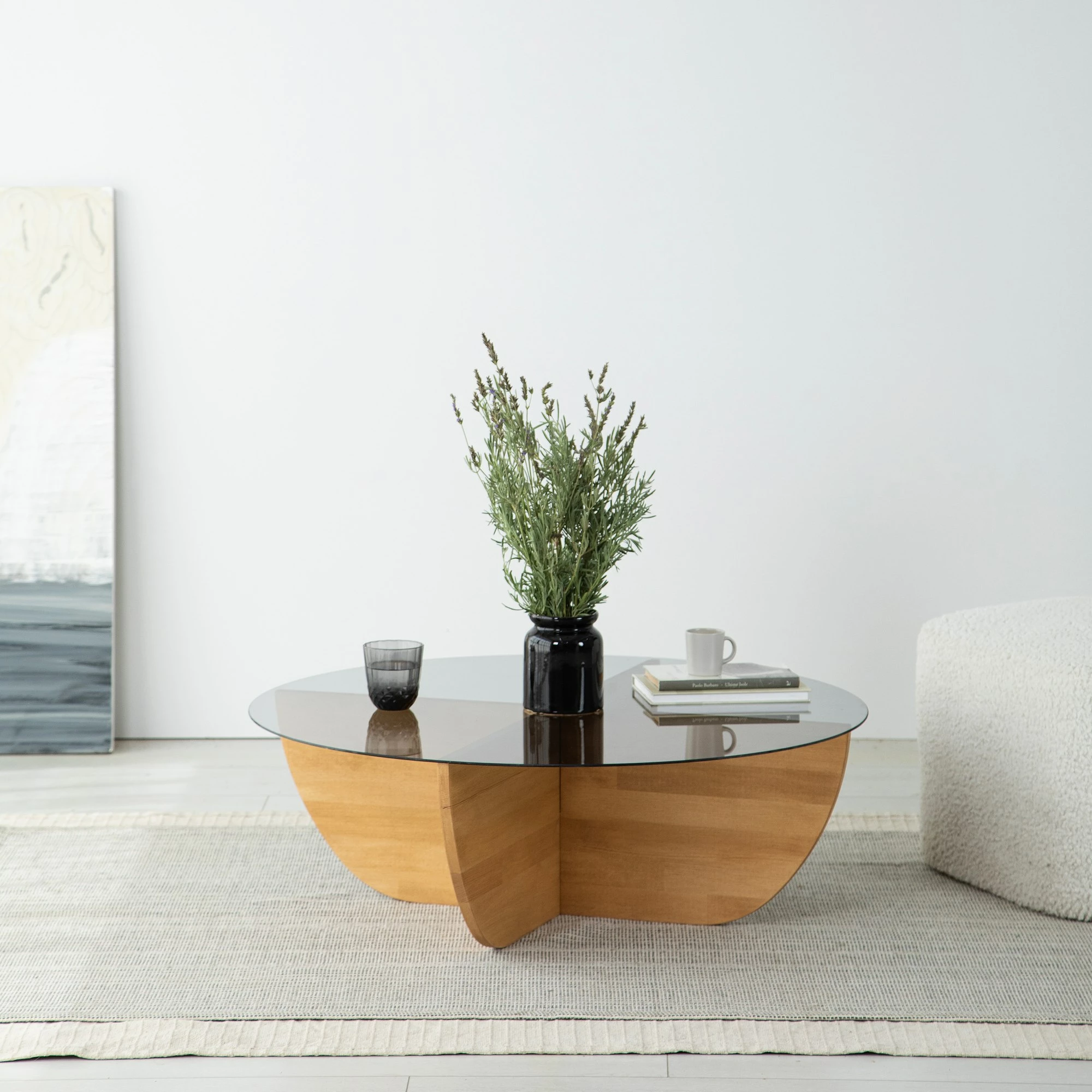 Tavolinë kafeje Skye Decor, dru lisi, fume, 90x30x90cm