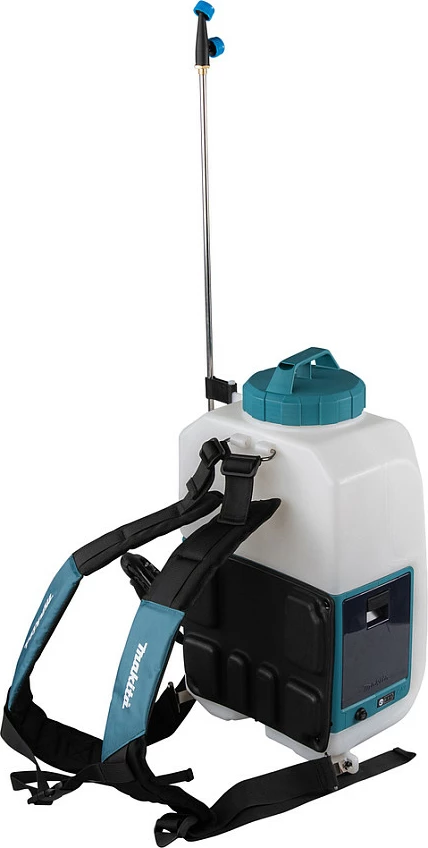 Spërkatës kopshti me bateri Makita DUS158Z, 18V, rezervuar 15L, spërkatës shpine, blu/bardhë