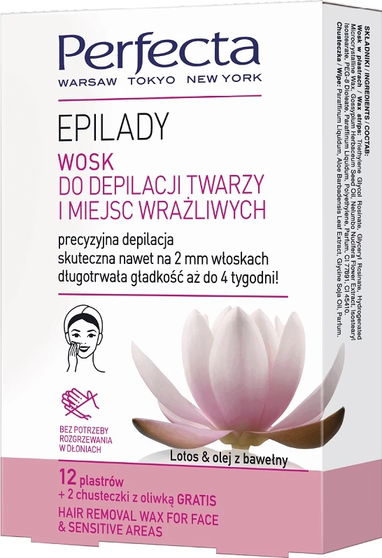 Shirita për depilim me dyllë për femra Perfecta Epilady Face and Sensitive Areas, 12 copë