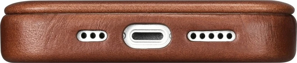Mbështjellës iCarer Oil Wax Premium Leather Folio për iPhone 14 Plus, MagSafe, kafe