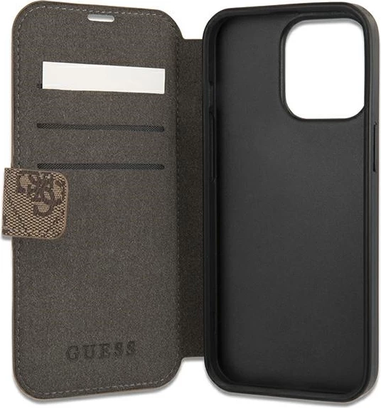 Mbështjellës Guess GUBKP13X4GMGBR për iPhone 13 Pro Max 6.7", bookcase, kafe