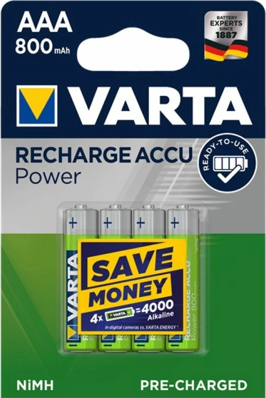 Bateri të rikarikueshme AAA VARTA Ready2Use 56703101404, set prej 4 copë