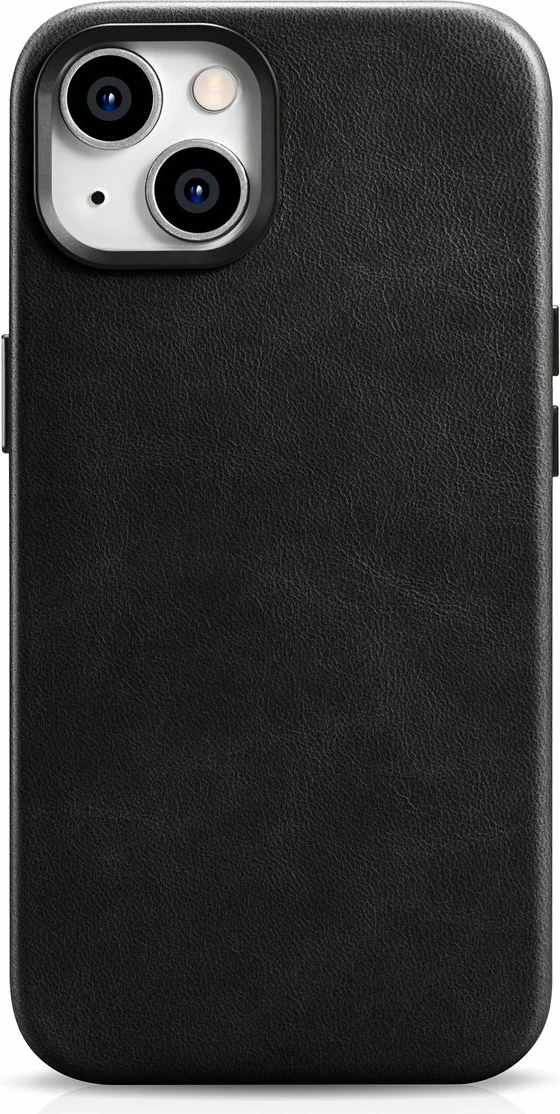 Mbështjellës lëkure iCarer Oil Wax Premium për iPhone 14, me MagSafe, i zi