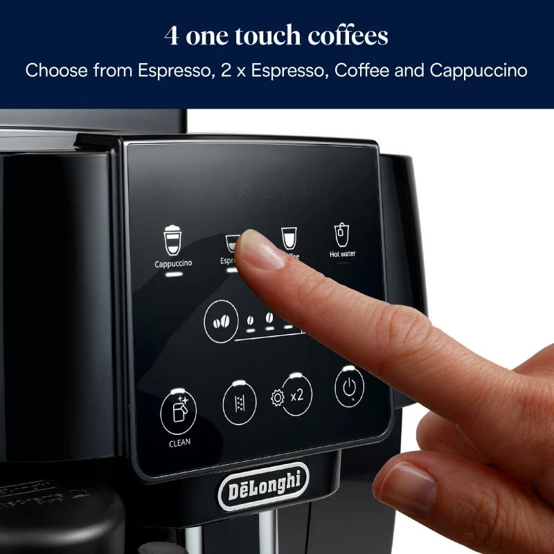 Makinë kafeje plotësisht automatike, De'Longhi Magnifica Start ECAM 220.60.B, 15 bar, depozitë uji 1.7–2.1 L, për kokrra kafeje, e zezë