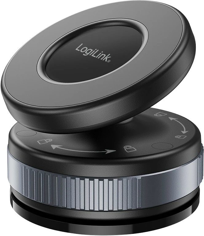 Mbajtës magnetik për celular LogiLink AA0197, MagSafe/Univerzal, rrotullim 360°, me kupë thithëse, i zi
