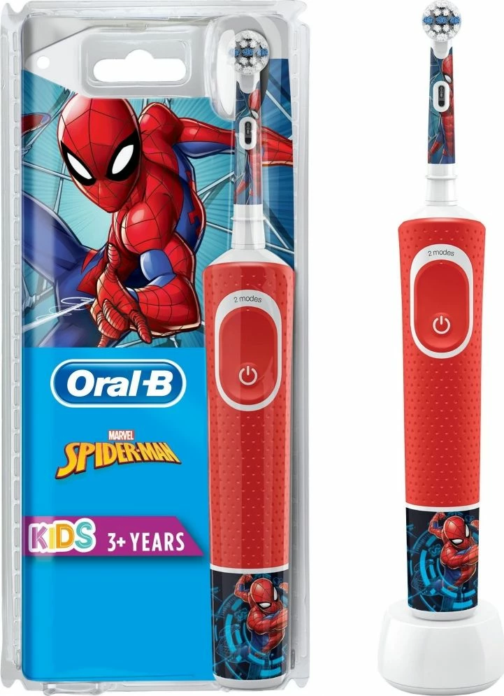 Furçë dhëmbësh elektrike Oral-B Vitality Kids D100 Spider-Man, 2 mënyra, me bateri, e kuqe, 1 kokë