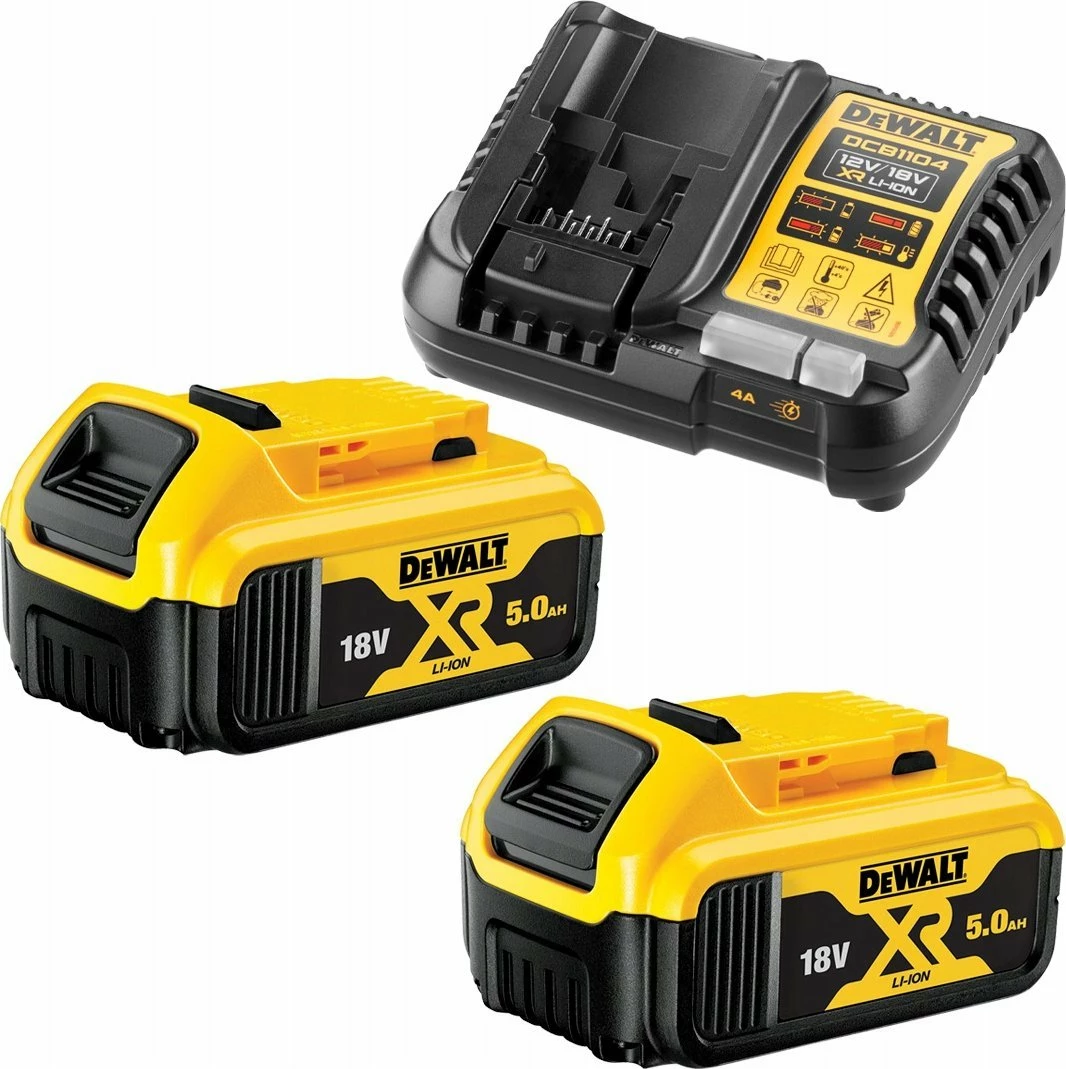 Set karikues Dewalt DCB1104P2, DCB1104 + 2x bateri XR Li-Ion 18V 5Ah DCB184 (set 3 copë)