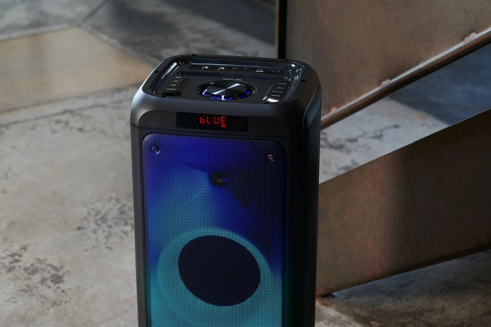 Altoparlant Bluetooth BigBen Party Tower XL Karaoke 600W me 2 mikrofonë, LED, i zi