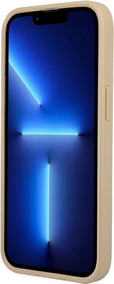 Mbështjellës Guess GUHCP13SPSATLE për iPhone 13 mini, hardcase, Saffiano Triangle, bezhë