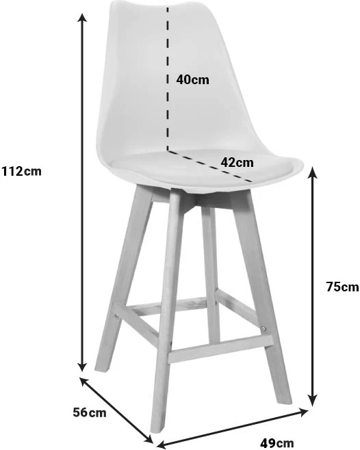Karrige për bar Gaston, ngjyrë kapuçino, këmbë druri, 48.5x56x104cm