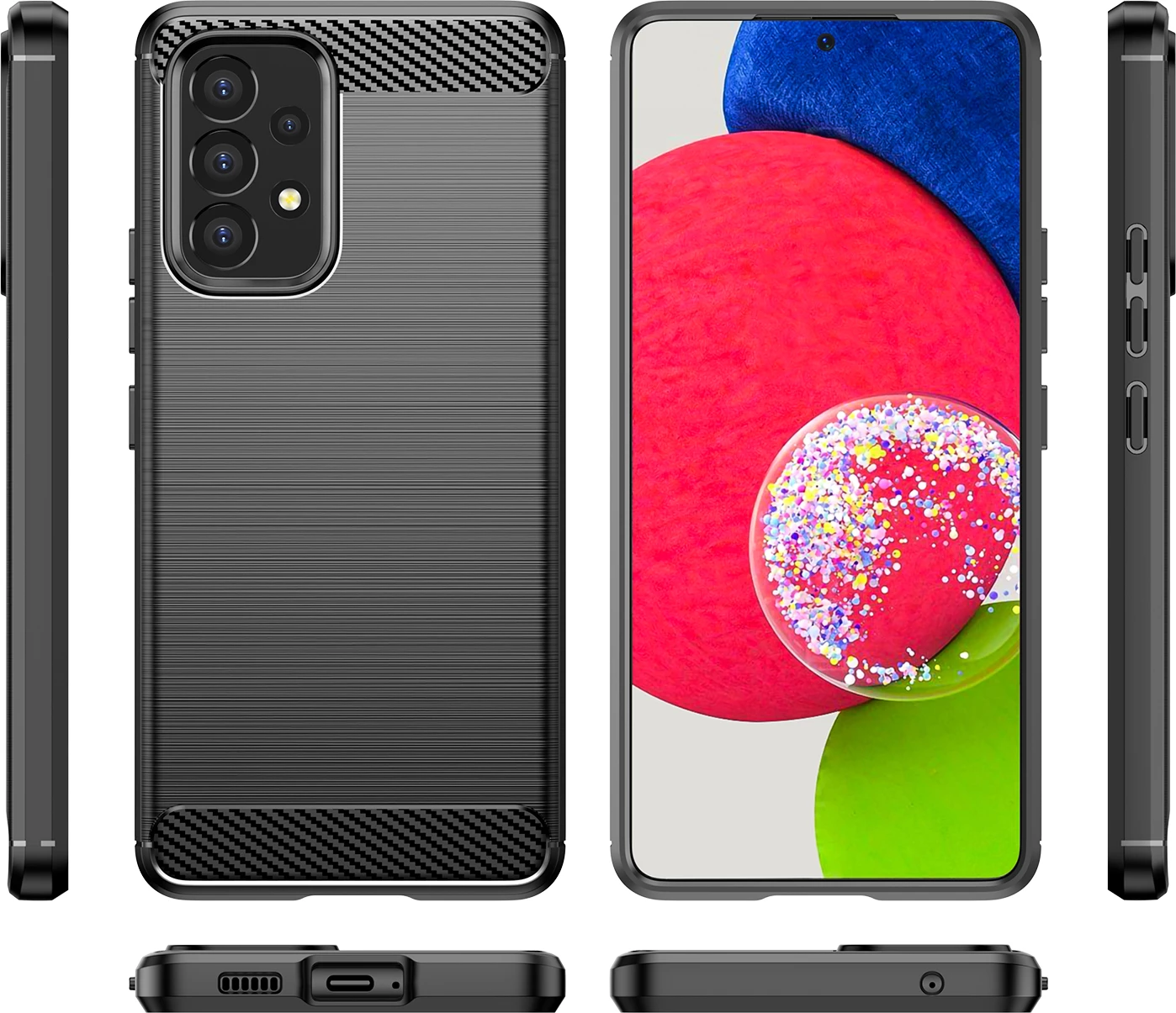 Mbështjellës Hurtel Carbon Case për Samsung Galaxy A53 5G, i zi