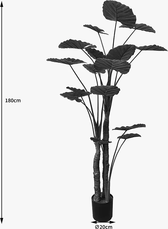 Bimë dekorative Taro në vazo, ngjyrë e gjelbër, D90x180cm