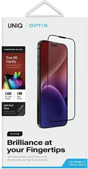 Xham mbrojtës UNIQ Optix Vivid për iPhone 15 Pro me aplikator
