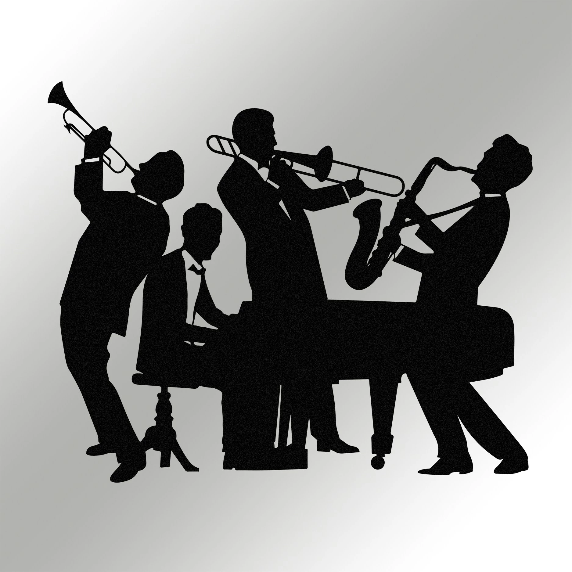 Aksesor dekorativ metalik për mur, Titanic Jazz, Wallity, ngjyrë e zezë