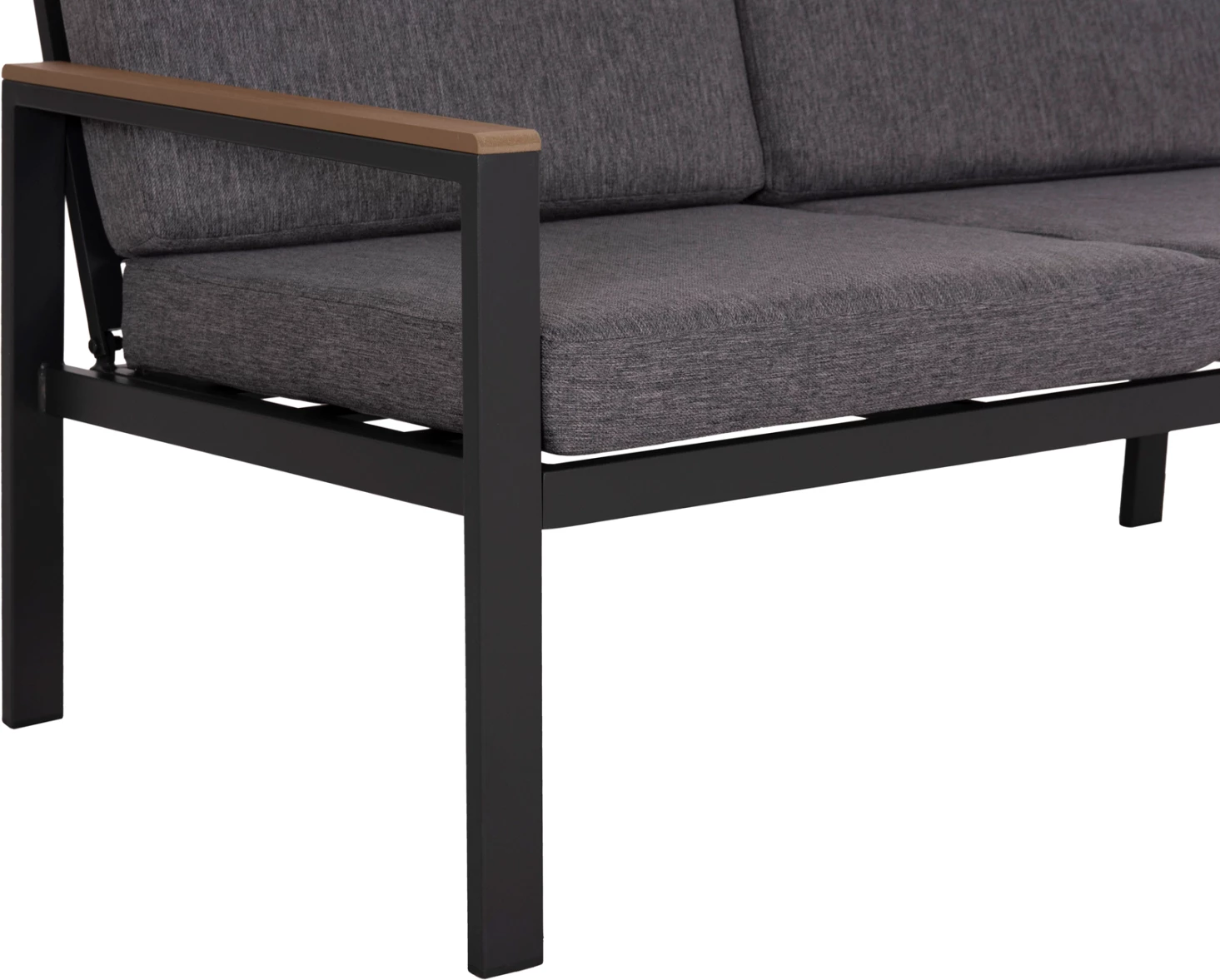 Set lounge për jashtë, 4 pjesë, alumin & stof OLEFIN, ngjyrë gri e errët, polywood, SAFIN FH6278.03
