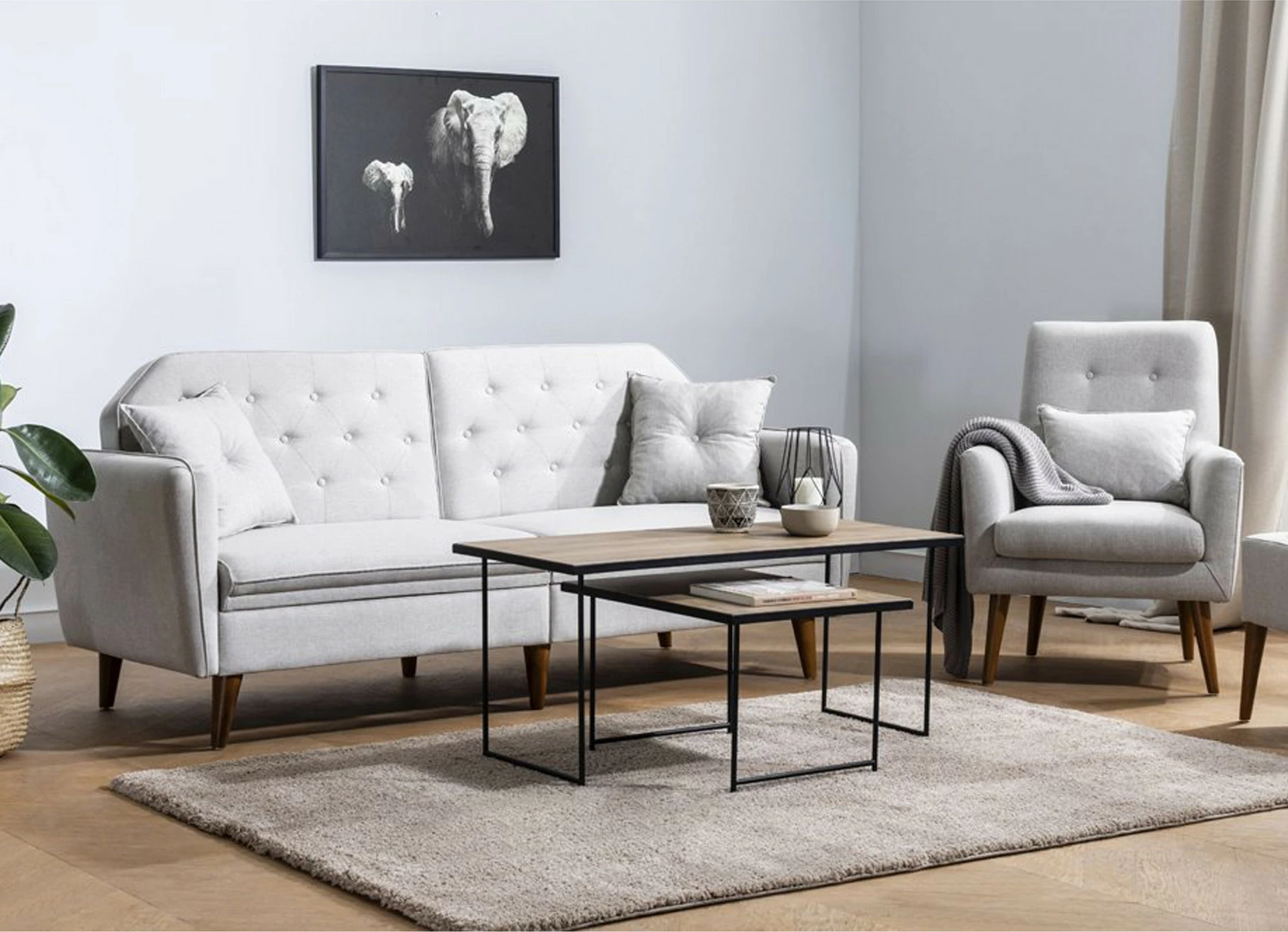 Set divani-krevat Atelier del Sofa, krem, Terra-TKM05-1005
