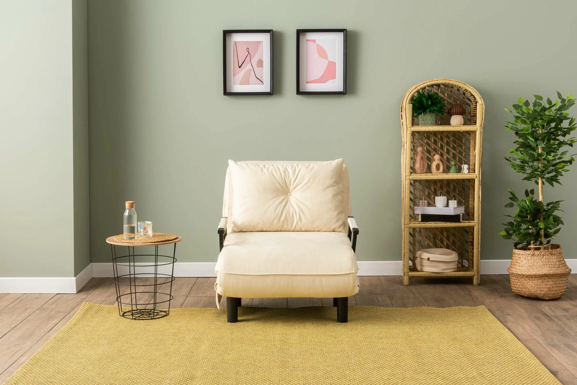 Krevat-karrige një vendës, Sento Single, ngjyrë krem