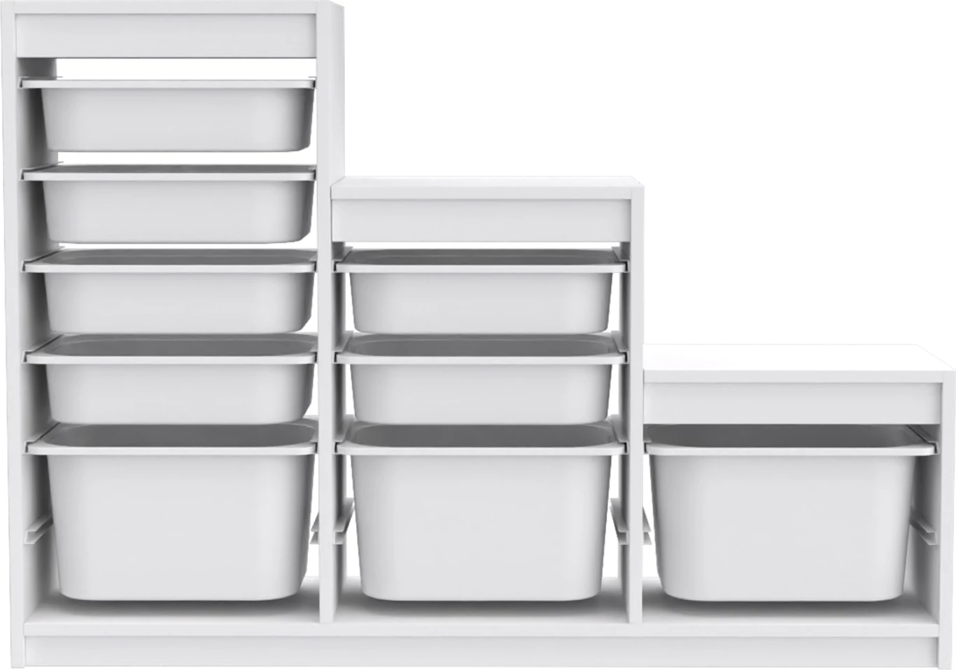 Komodinë e ngushtë SANI FH18206.01 melaminë e bardhë me sirtarë plastikë 93x29,6x132,3 cm