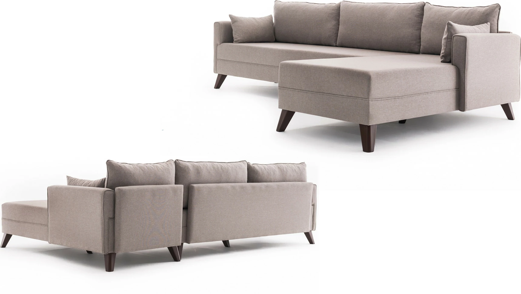 Këndsofa Bella, kënd i djathtë, ngjyrë krem