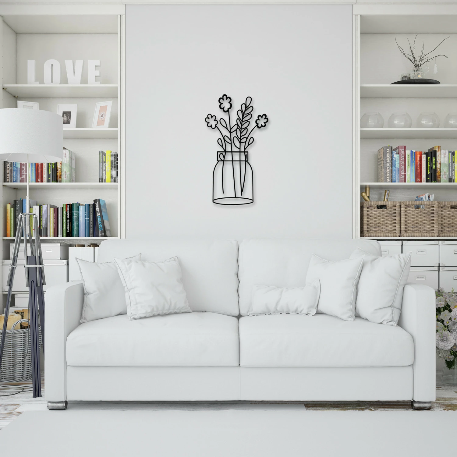 Aksesor dekorativ metalik për mur, lule, Wallity, 40x70cm
