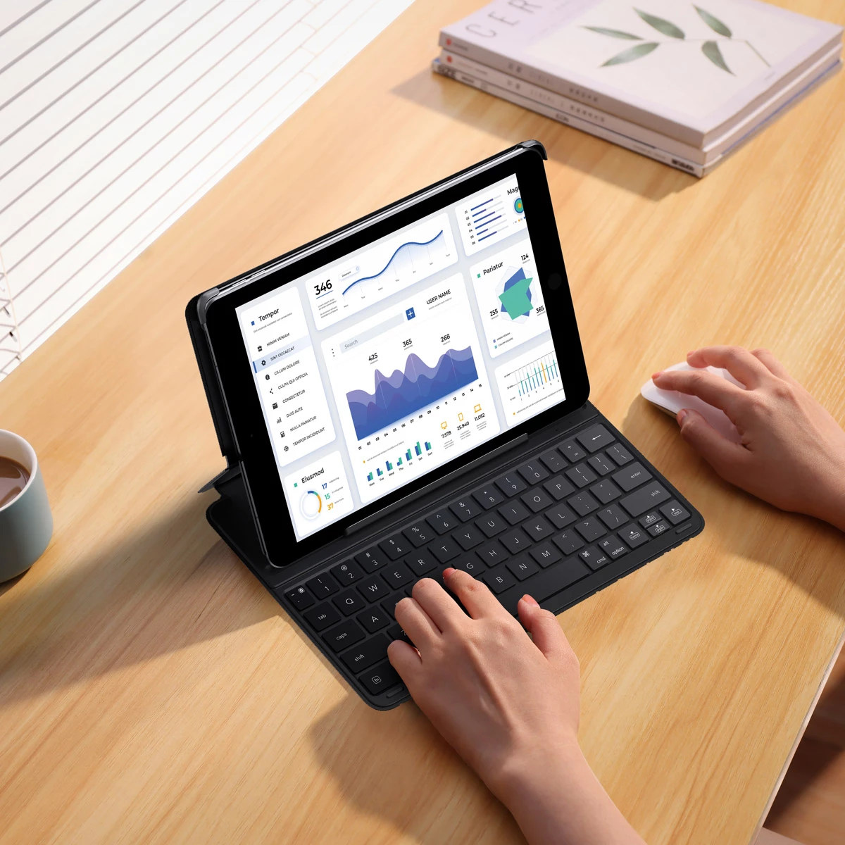 Mbështjellës me tastierë Baseus Brilliance Series për iPad 10.2'' (2019/2020/2021), me USB-C kabllo, e zezë