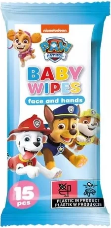 Peceta të lagura për fëmijë Paw Patrol, 15 copë