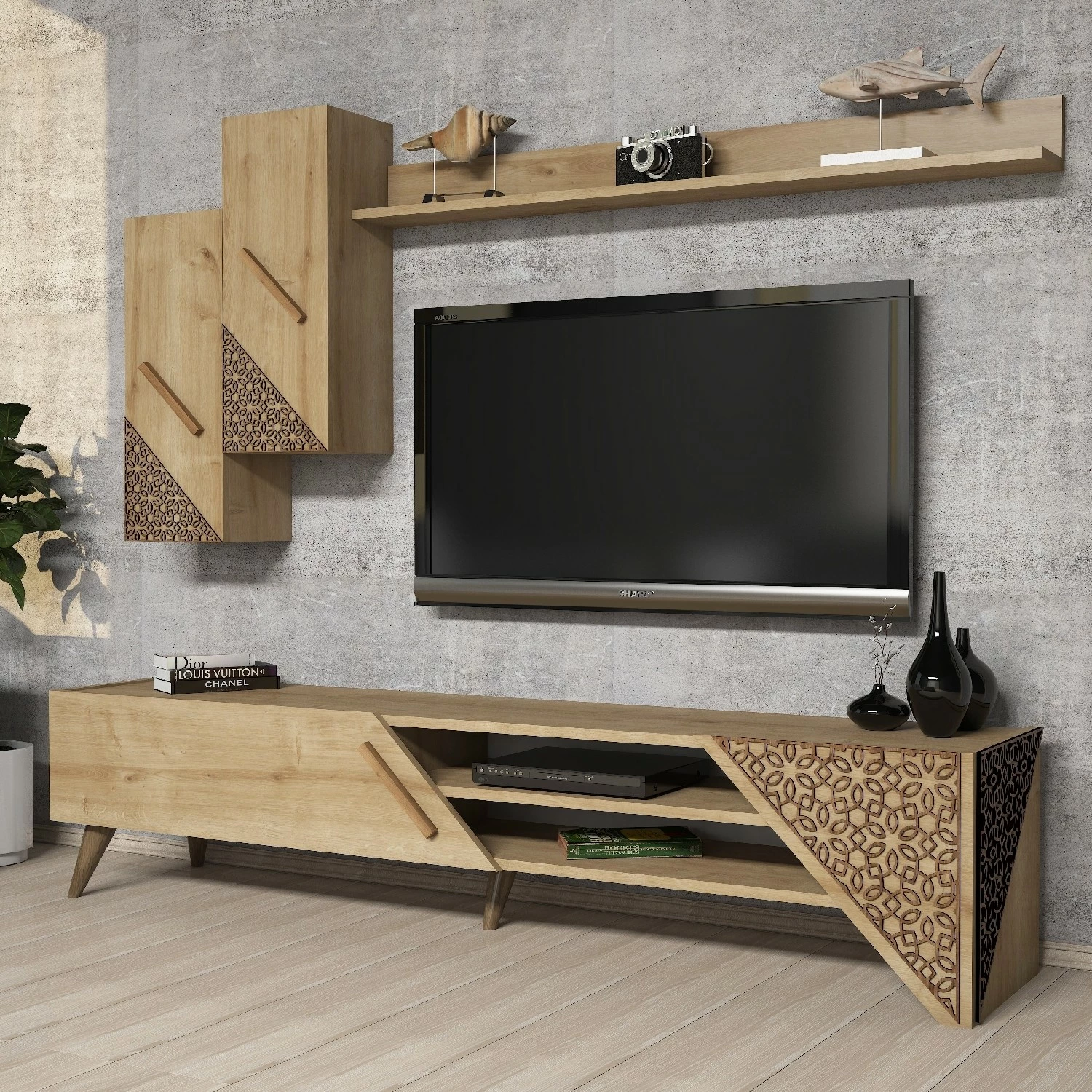 Njësi TV Skye Decor, ngjyrë lisi, Beril