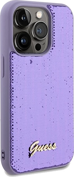 Mbështjellës Guess Sequin Script Metal për iPhone 14 Pro Max, vjollcë