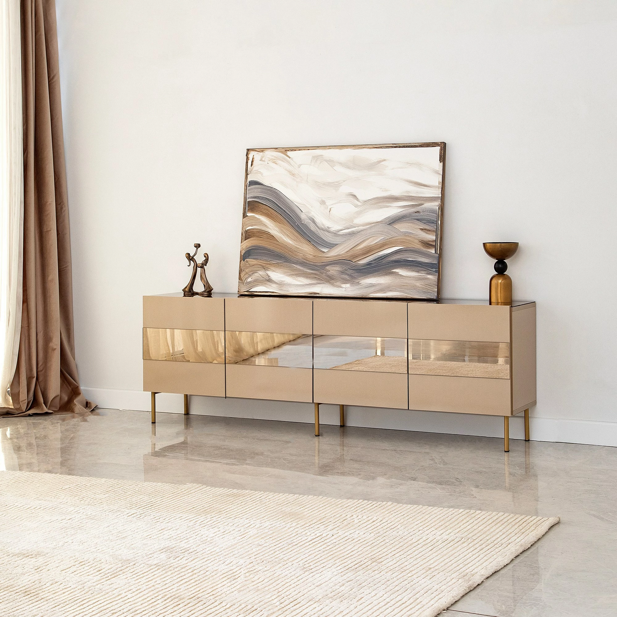 Komodë TV Hanah Home, Leon, bronz dhe ar