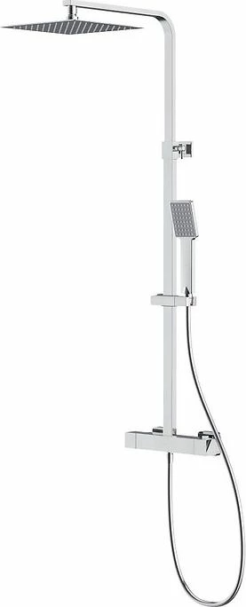 Shtyllë dushi Cersanit City S951-341, termostat, rain shower drejtkëndor 25x25 cm, zorrë 150 cm, montim mur, krom