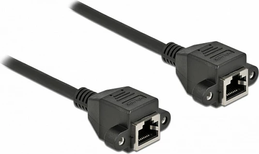 Kabllo zgjatëse rrjeti DeLOCK Cat6a S/FTP RJ45 femër-femër, 1 m, e zezë