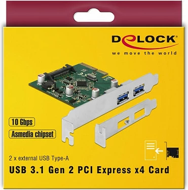 Kartelë zgjerimi PCIe DeLOCK 90298, 2x USB-A 10 Gbit/s, PCIe 3.0