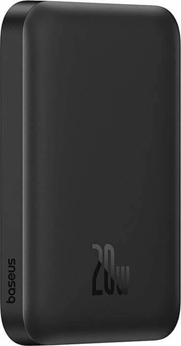 Powerbank Baseus Magnetic Mini Air 6000mAh 20W, karikim wireless magnetik, me kabllo USB-C në USB-C 30cm, i zi