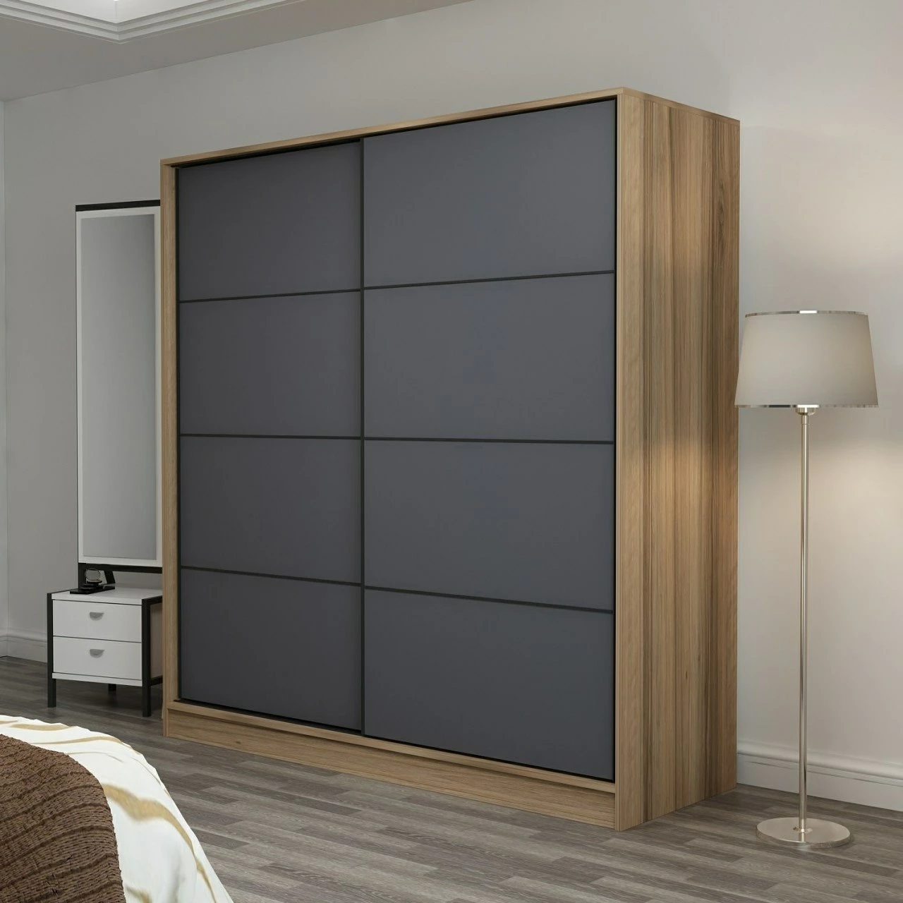 Dollap Skye Decor, ngjyrë dore dhe antracit, 180x190x52cm