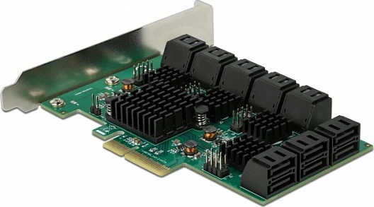 Kartë kontrolluese SATA DeLOCK PCIe x4, 16 porta SATA 6Gb/s, e gjelbër/hirtë