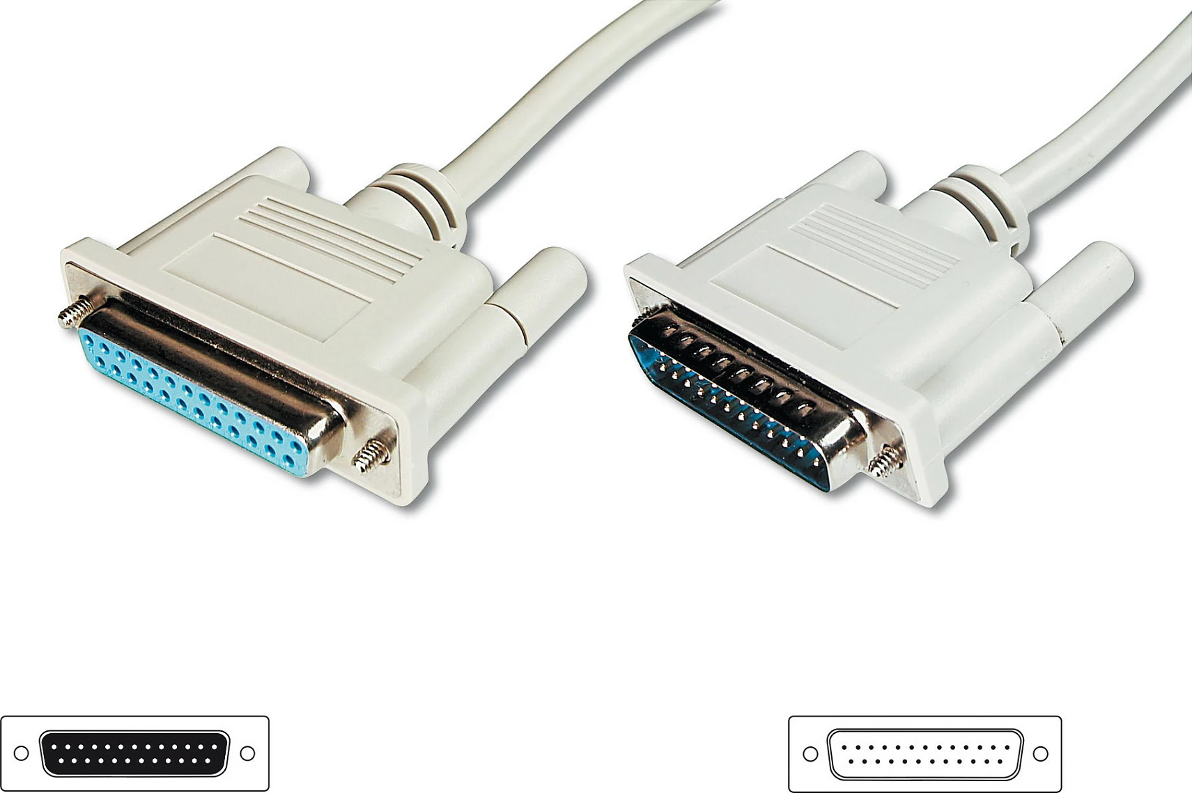 Kabllo zgjatëse Digitus D-Sub 25-pin mashkull/femër, 5 m, bezhë