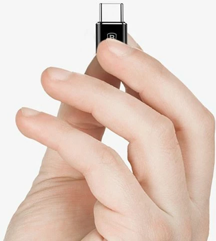 Adapter USB Baseus 28296-uniw USB-C në MicroUSB 2.0, 2.4A, alumin, i zi