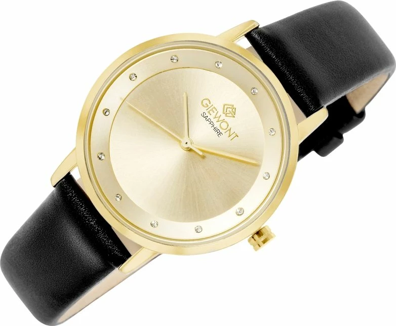 Orë dore femra Giewont GW4130-A3, e artë, rrip lëkure e zezë