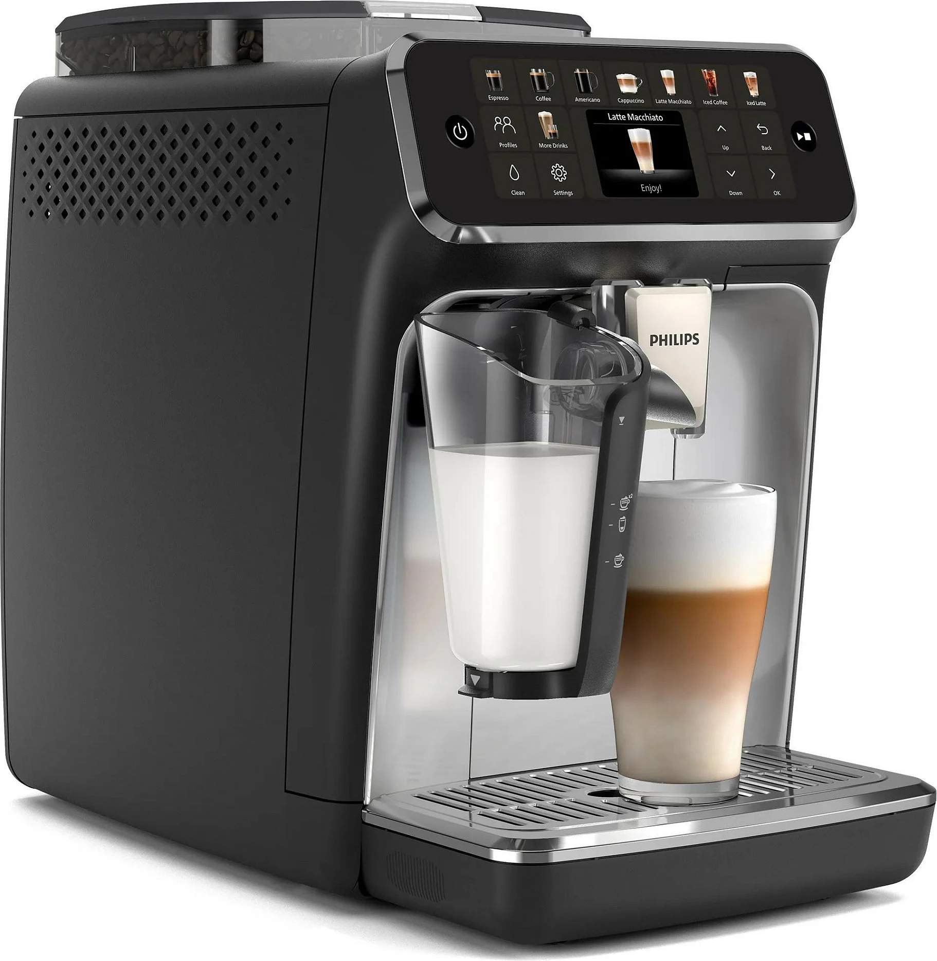 Aparat kafeje automatik Philips Series 5500 EP5546/70, LatteGo, argjend/e zezë