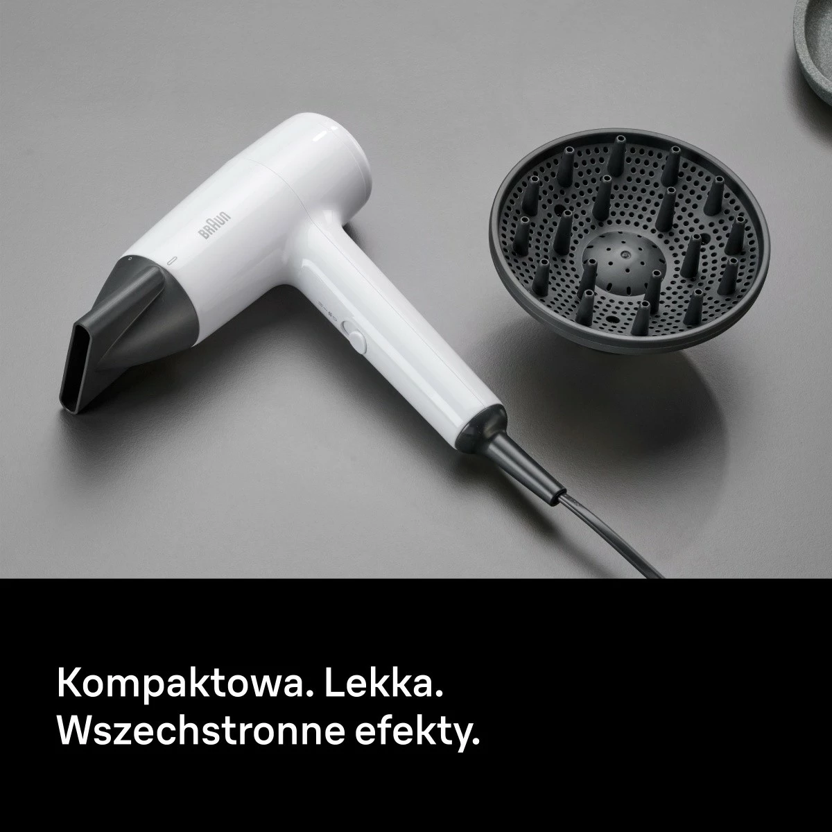 Tharëse flokësh Braun HD155E 1800W me difuzer dhe koncentrator, e bardhë