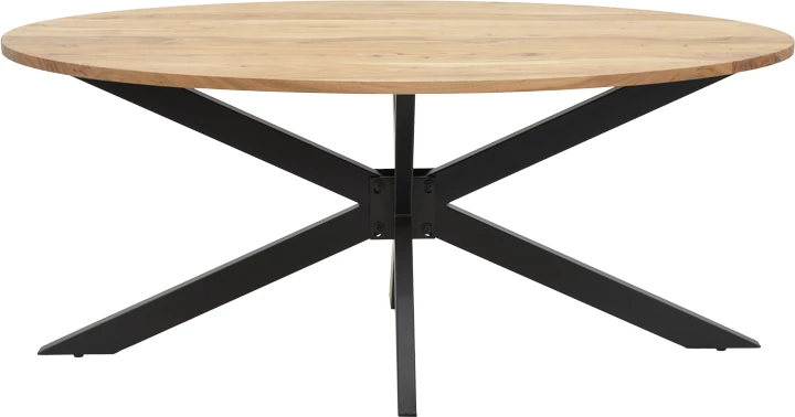 Tavolinë Bonre dru akacie natyrale-këmbë metalike e zezë 175x96x76cm