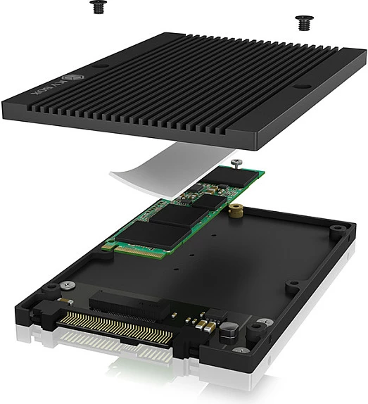 Konvertues SSD ICY BOX M.2 NVMe në 2.5" U.2, 64 Gbit/s, 2 TB, i zi