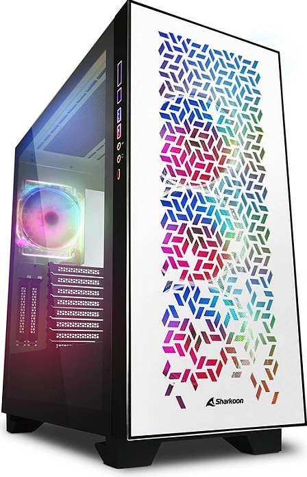 Kasë Sharkoon Elite Shark CA300H ATX 2x xham i temperuar, e bardhë