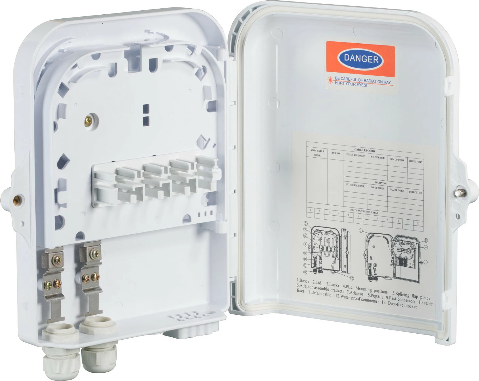 Kuti lidhëse FTTH EFB Elektronik FTTH-BOX-OUT-2, IP65, për 8 lidhje, e bardhë
