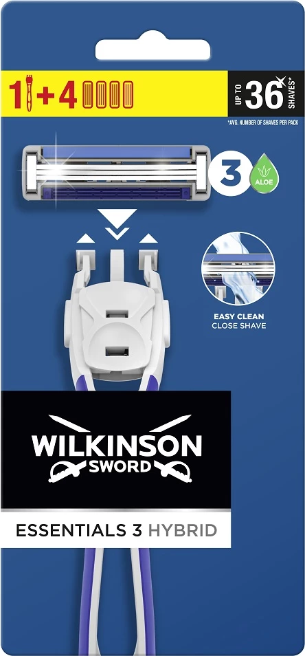 Rroje manuale për meshkuj Wilkinson Essentials 3 Hybrid, 4 kartridha