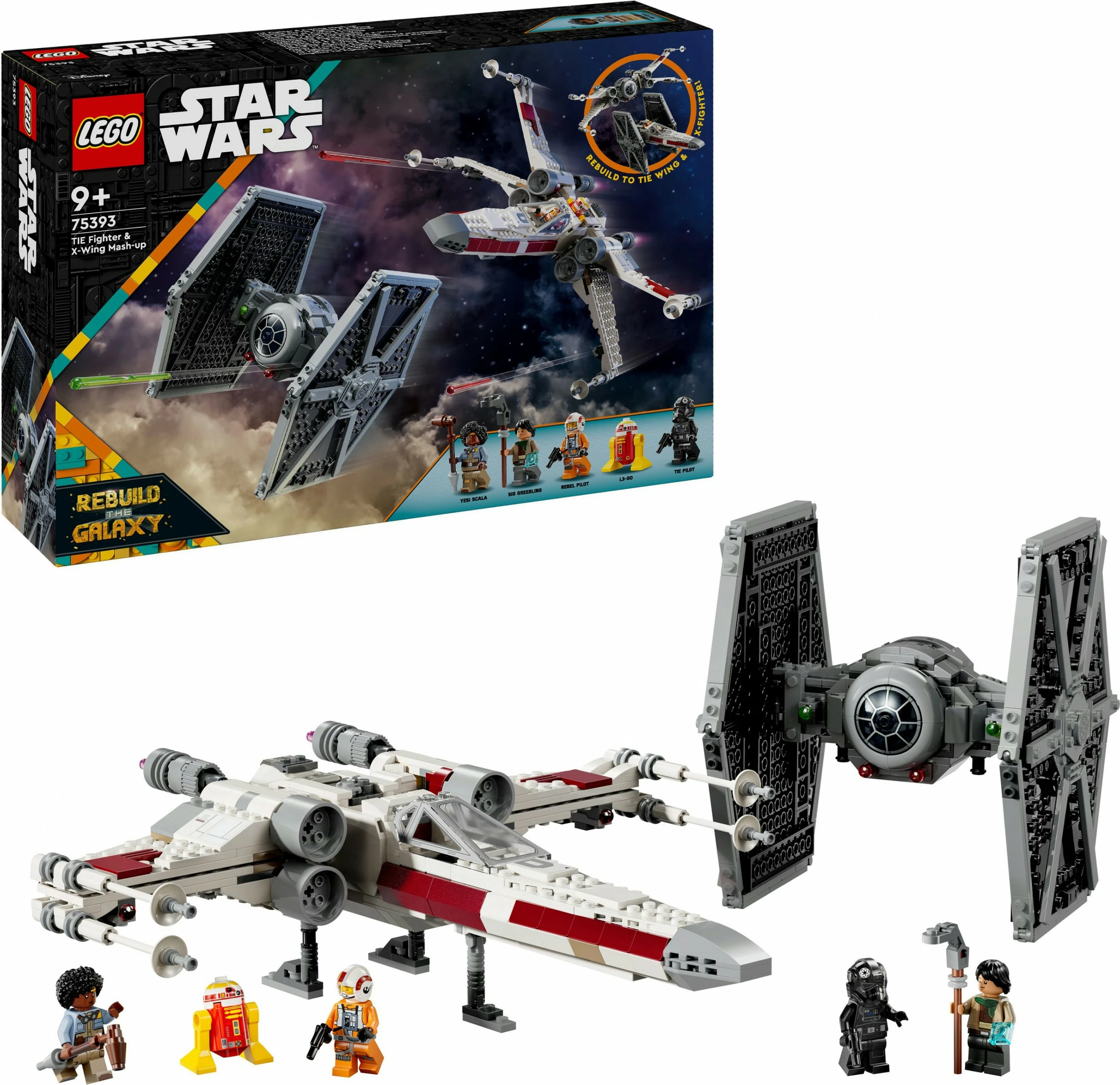 Set ndërtimi LEGO TIE Fighter & X-Wing Mash-up, 1063 copë, shumëngjyrësh