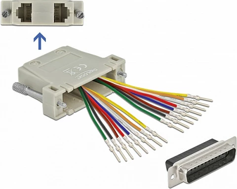 Adapter DeLOCK D-Sub 25pin (DB25) mashkull në 2x RJ45 femër, crimp, beige